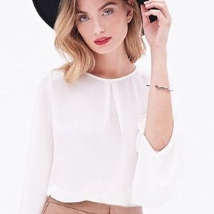 Solid White V Back Blouse
