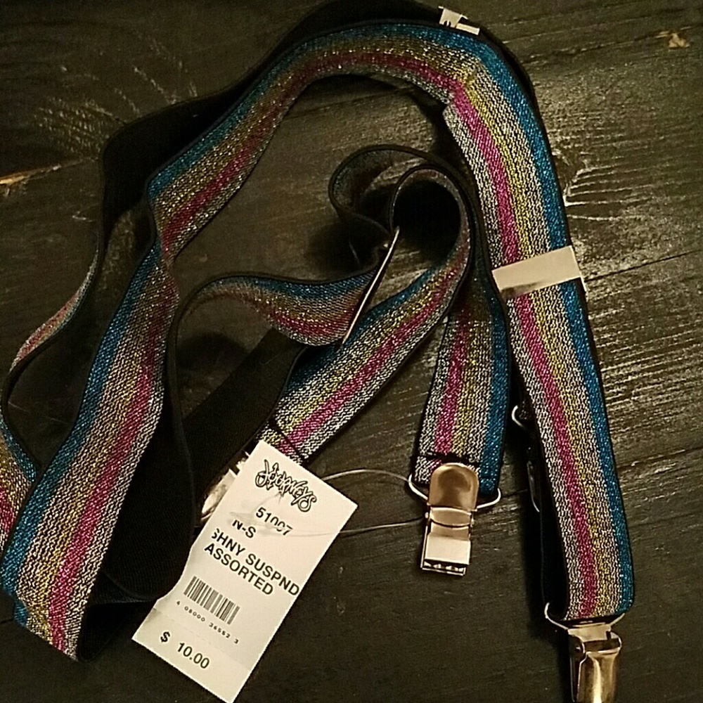 Rainbow glitter suspenders