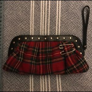 Red plaid punk rock clutch