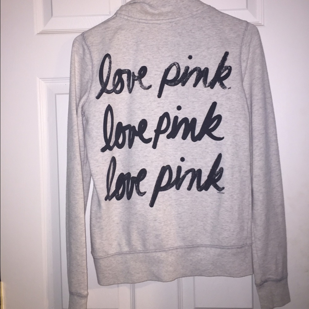 Cream/gray PINK collared sweatshirt
