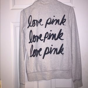 Cream/gray PINK collared sweatshirt