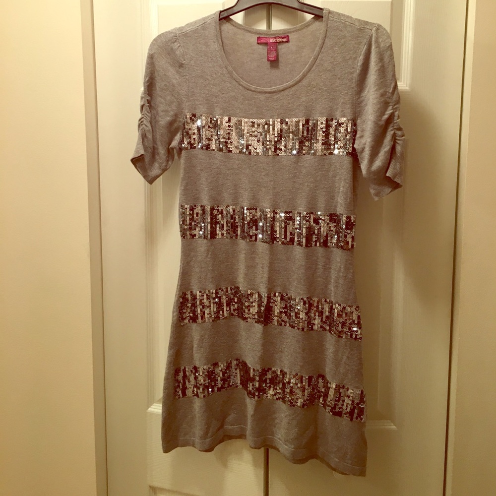 Silver sequin sweater dress