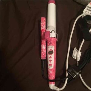 Ceramic flat iron and curling iron set