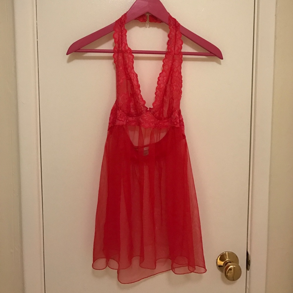 VS hot pink lace babydoll halter size small