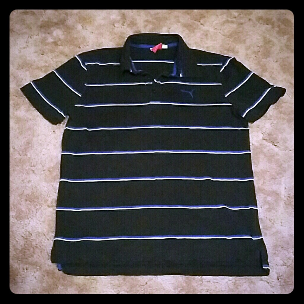 Puma Striped Collared Polo Shirt