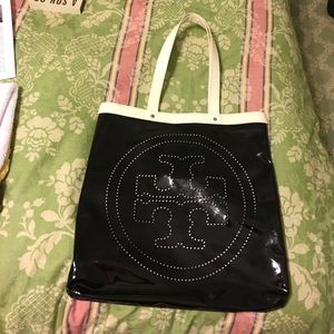 Black Tory Burch Patton leather bag
