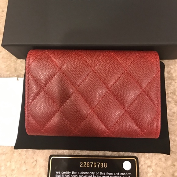 Chanel Burgundy Caviar Card Case - Picture 7 of 8
