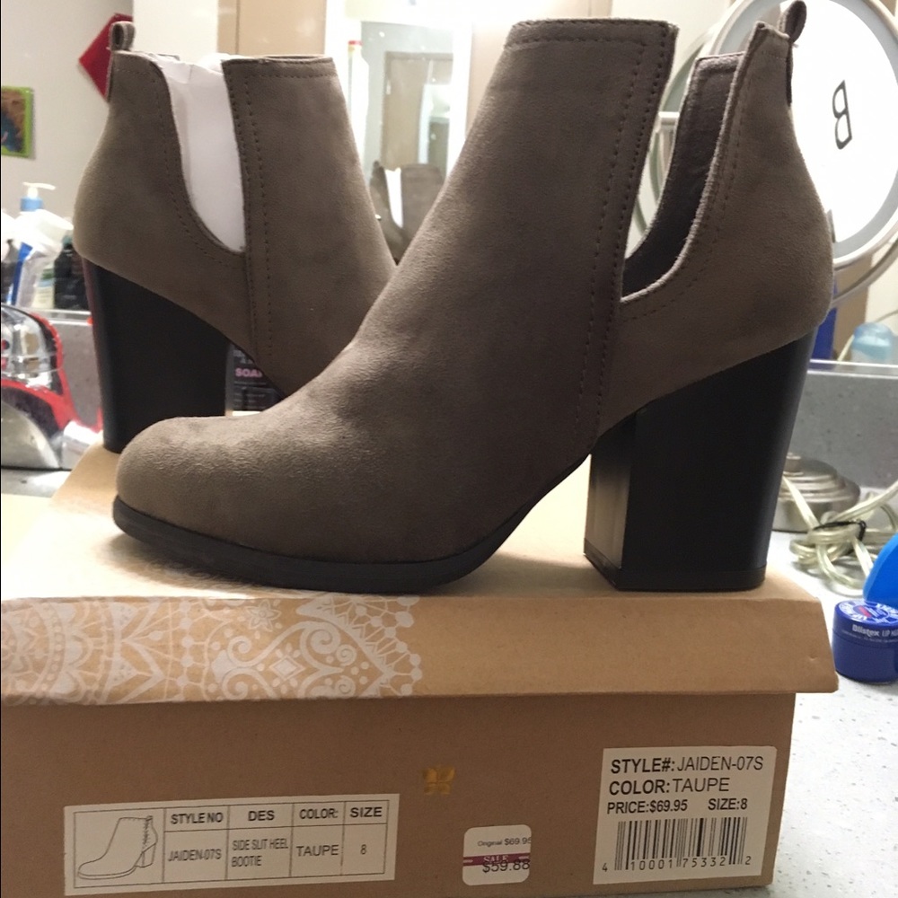 Suede Taupe Booties Brand New, Unworn