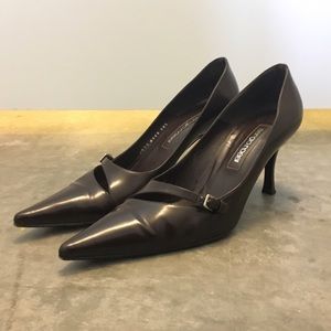 Sergio Rossi Brown Pointed Toe Pumps Buckle Detail
