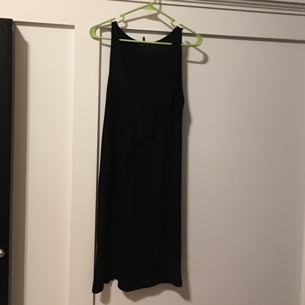 Daisy Fuentes black dress with draped front