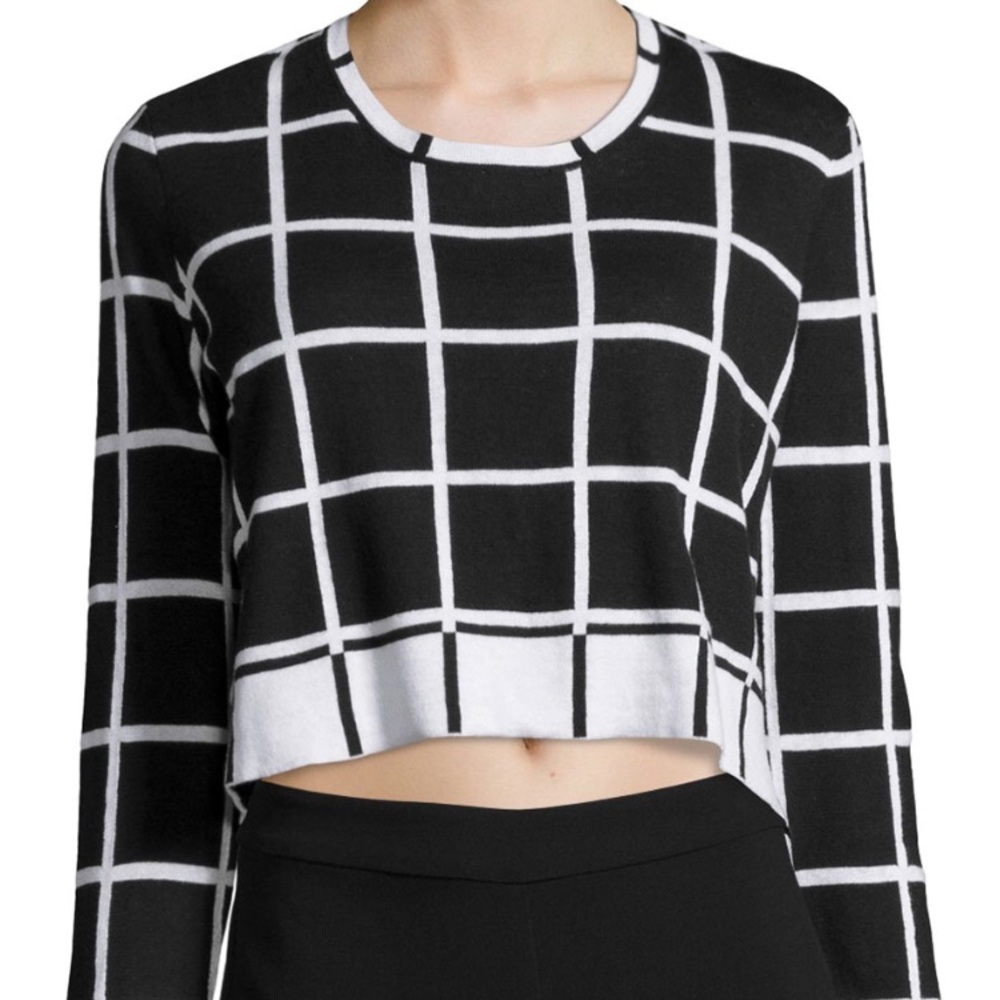 BCBGeneration Cotton Plaid Short Sweater NWT