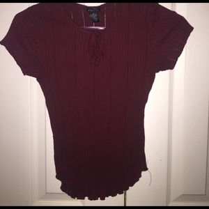 Tight Maroon Top with tie on chest