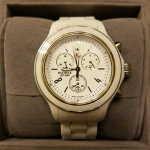 Michele Jetaway White Ceramic Watch