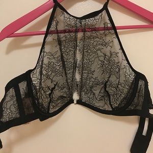 NWT VS black lace halter bralette 36C