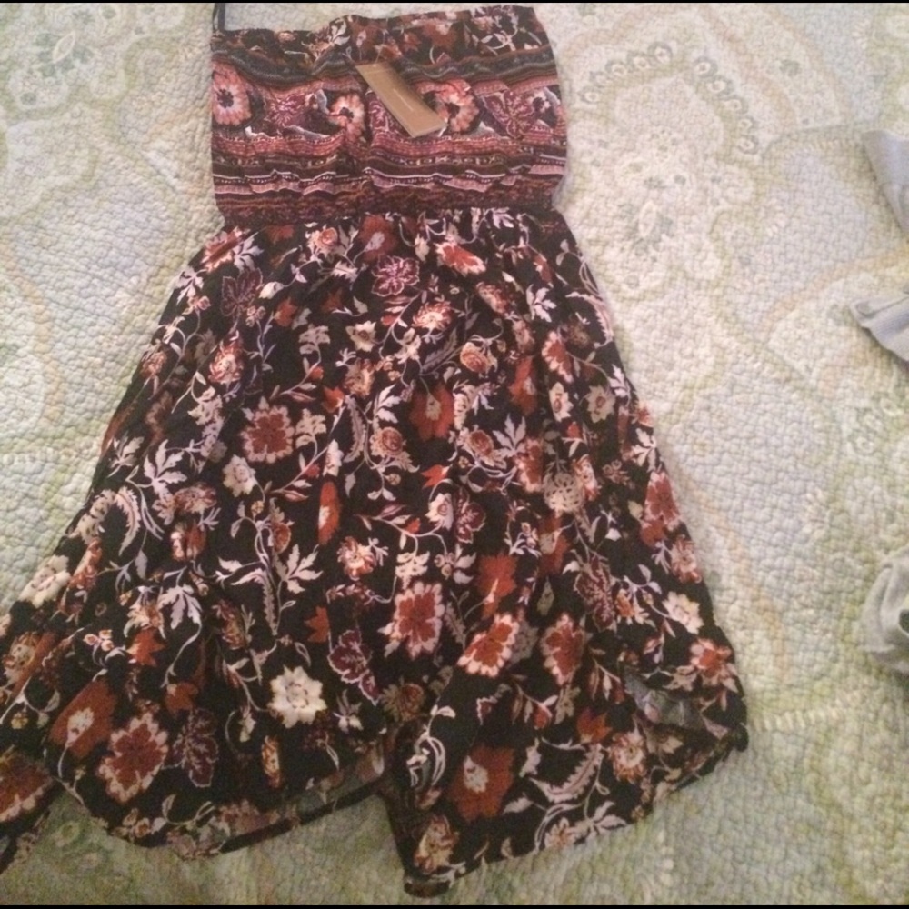 Strapless floral dress