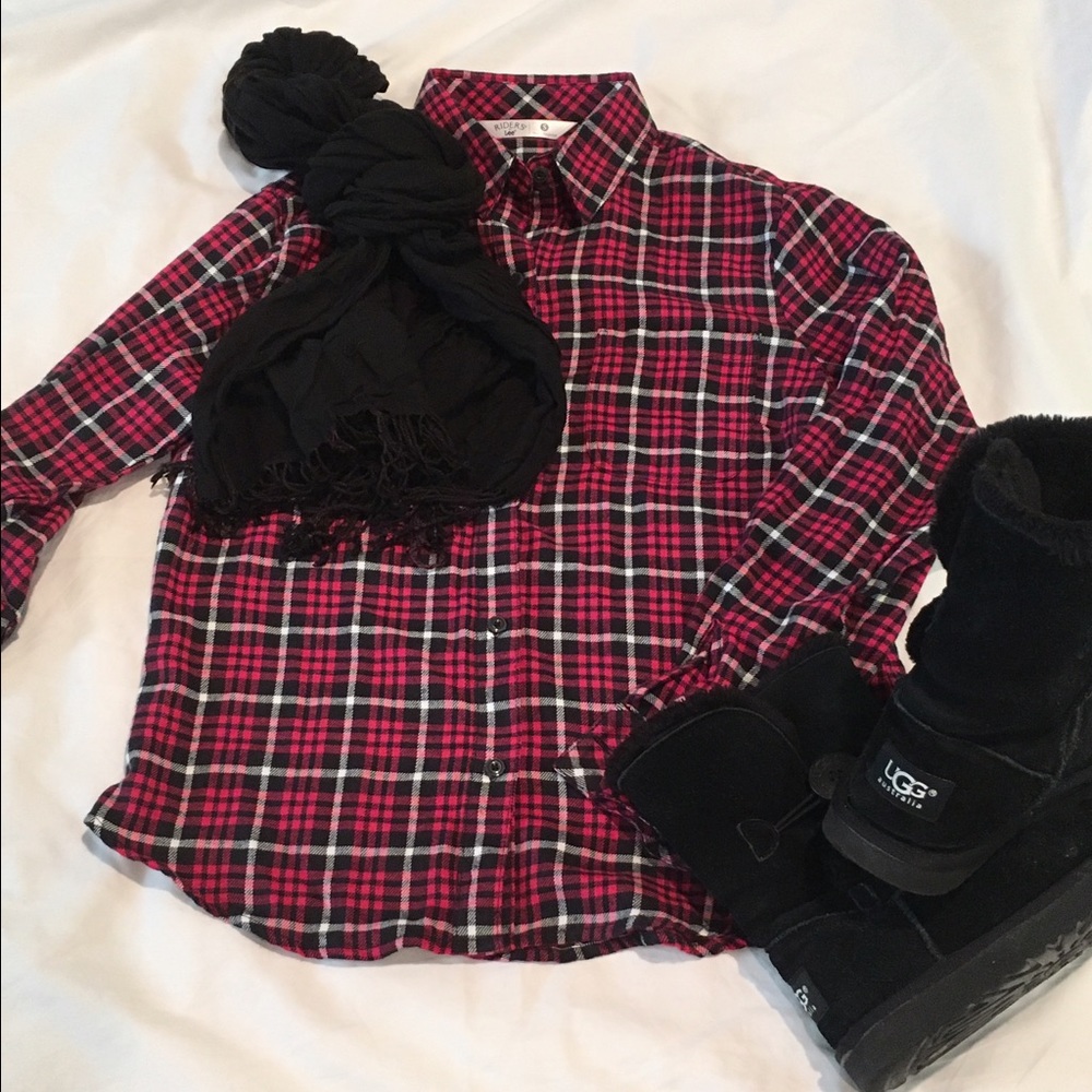 NWOT Hot Pink Plaid Top