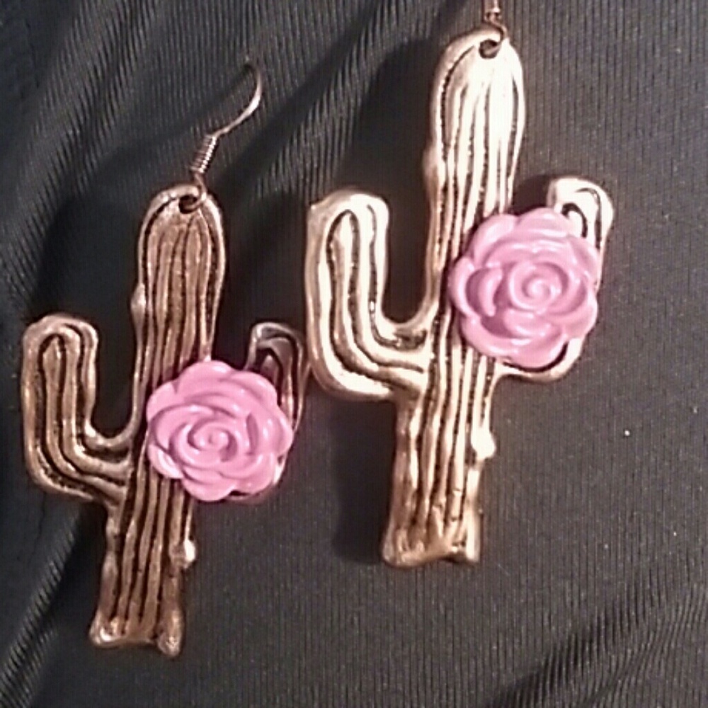Copper cactus earrings