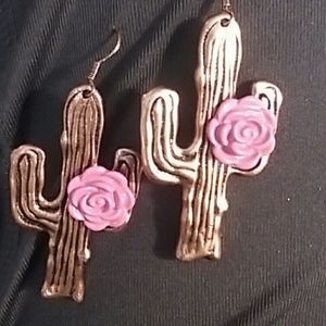Copper cactus earrings
