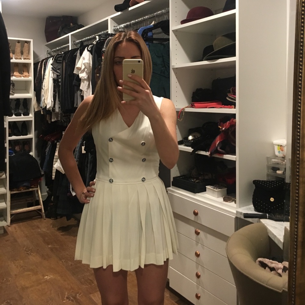 Vintage cream pleat skirt mini dress