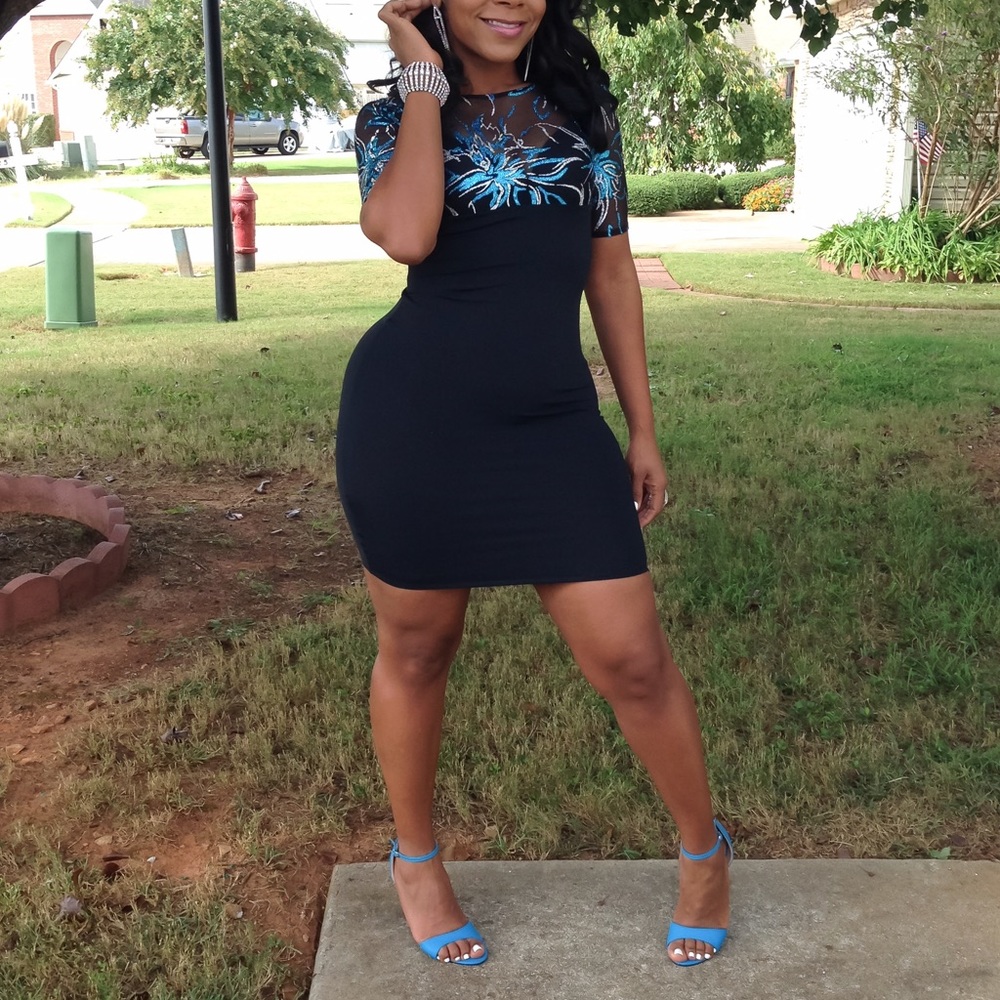 Black and Blue sparkle dress