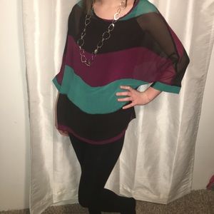 Sheer color block top