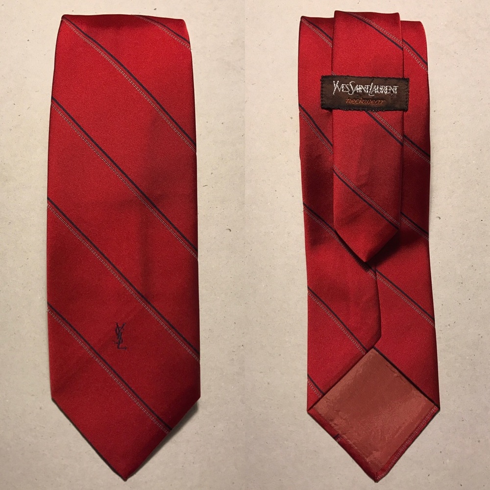YVES SAINT LAURENT Skinny Striped Silk Tie