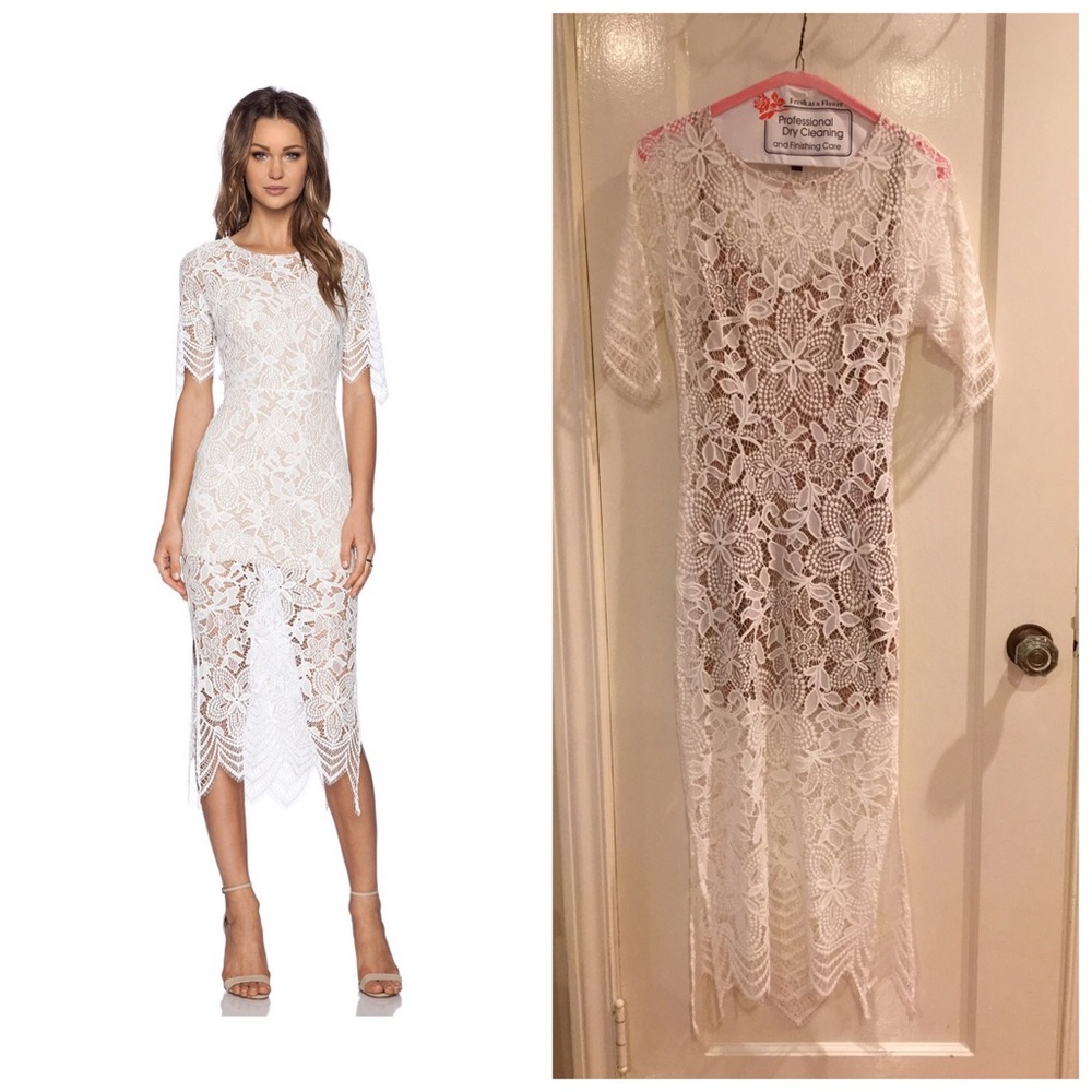 For Love & Lemons - Luna Midi Dress, White, XS