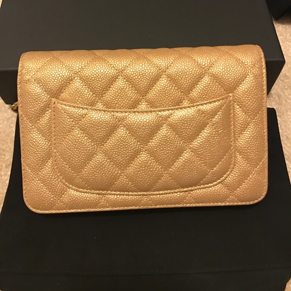 Chanel gold caviar wallet on chain WOC - Picture 3 of 8