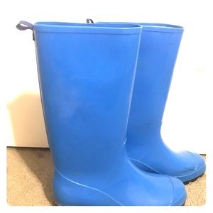 Blue rain boots