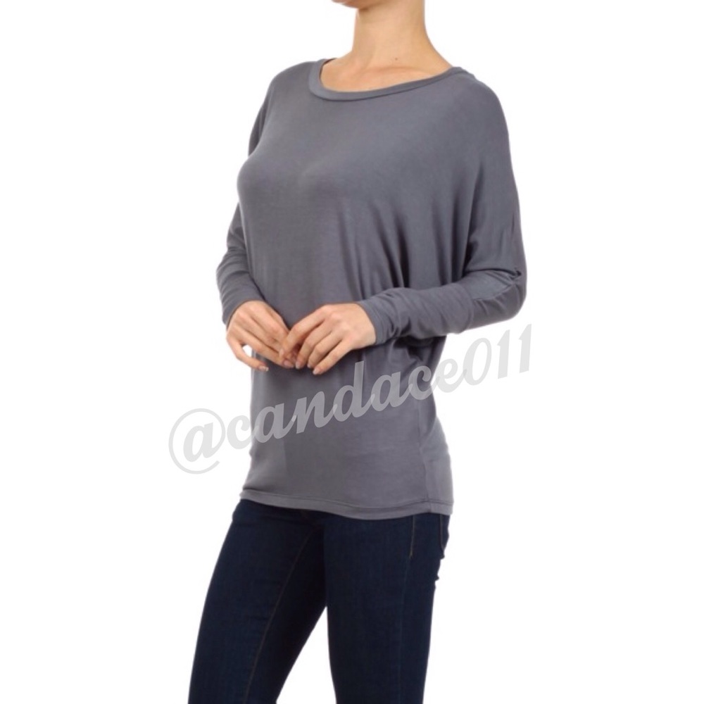 Long Sleeved Dolman Top (Steel) - Picture 5 of 8