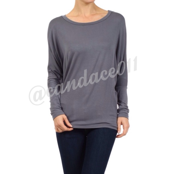Long Sleeved Dolman Top (Steel) - Picture 4 of 8