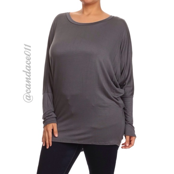 Long Sleeved Dolman Top (Steel) - Picture 7 of 8