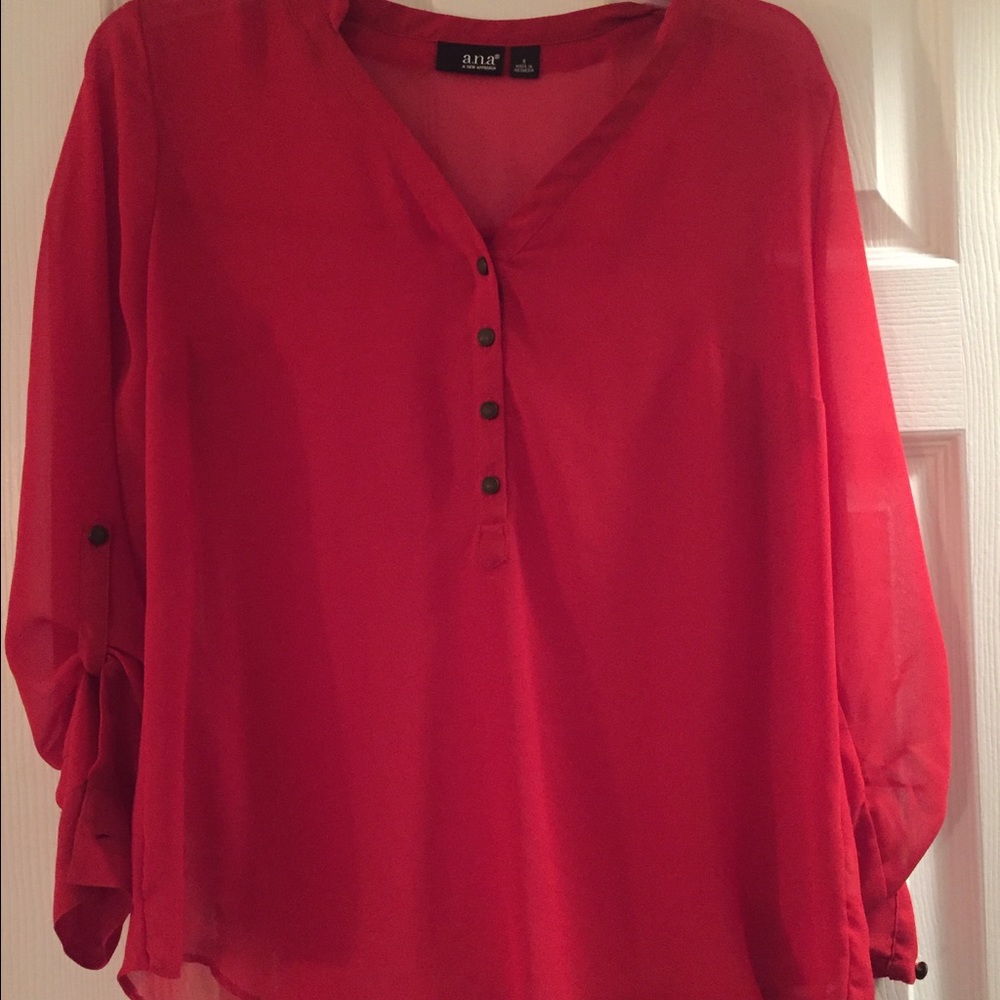 Red see-thru ana blouse.