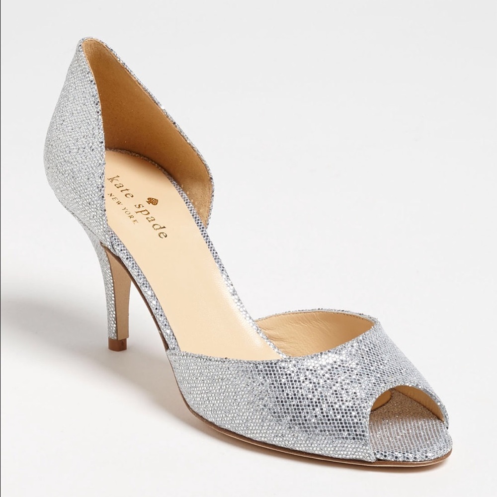 🆕NIB Kate Spade glitter open toe heels/shoes SZ 7 - Picture 5 of 7