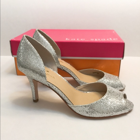 🆕NIB Kate Spade glitter open toe heels/shoes SZ 7 - Picture 2 of 7