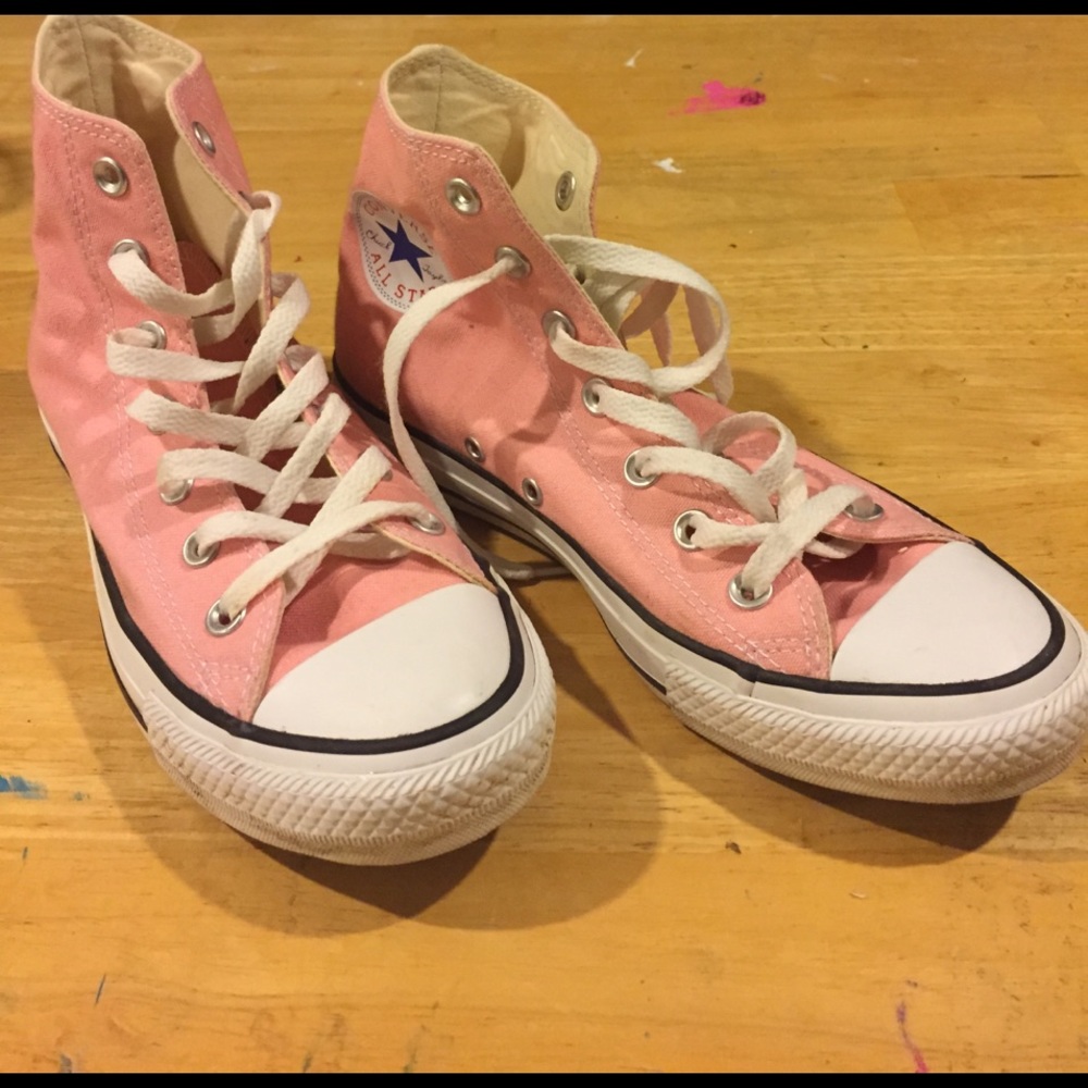Baby pink high top converse
