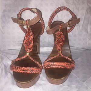 Coach heels with pink braiding