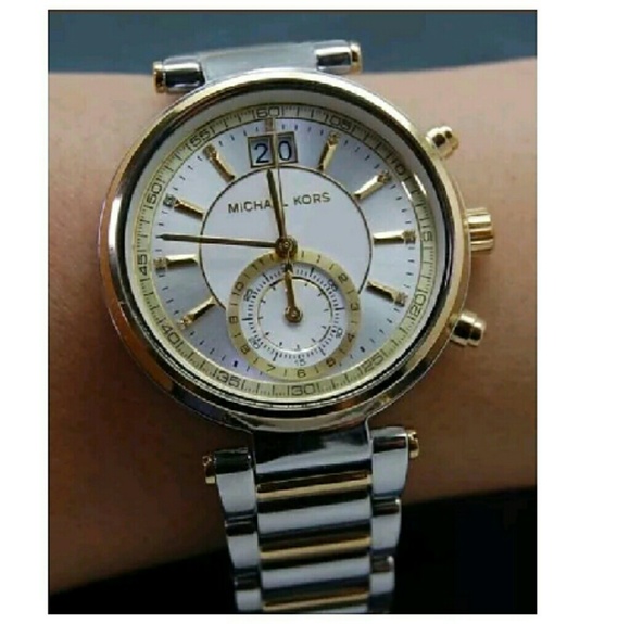 NWT Michael kors sawyer two tone watch - Picture 1 of 4