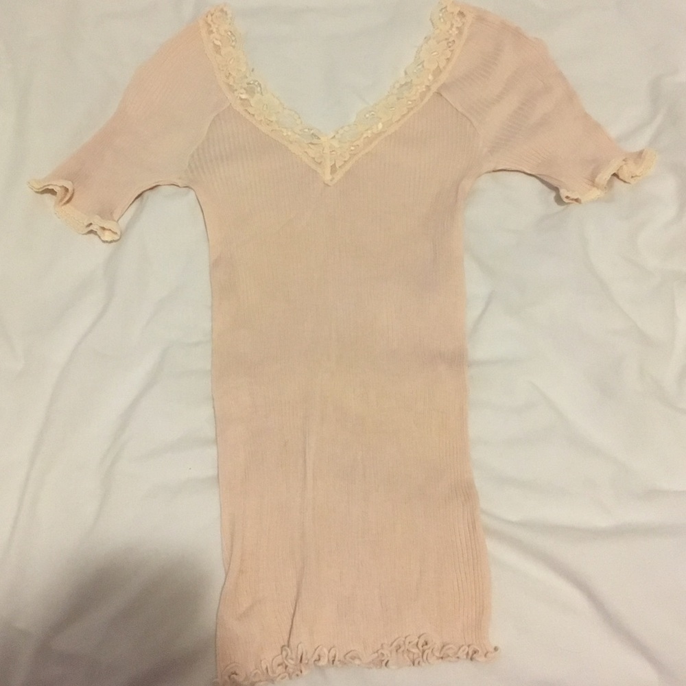 Baby pink lace short sleeve