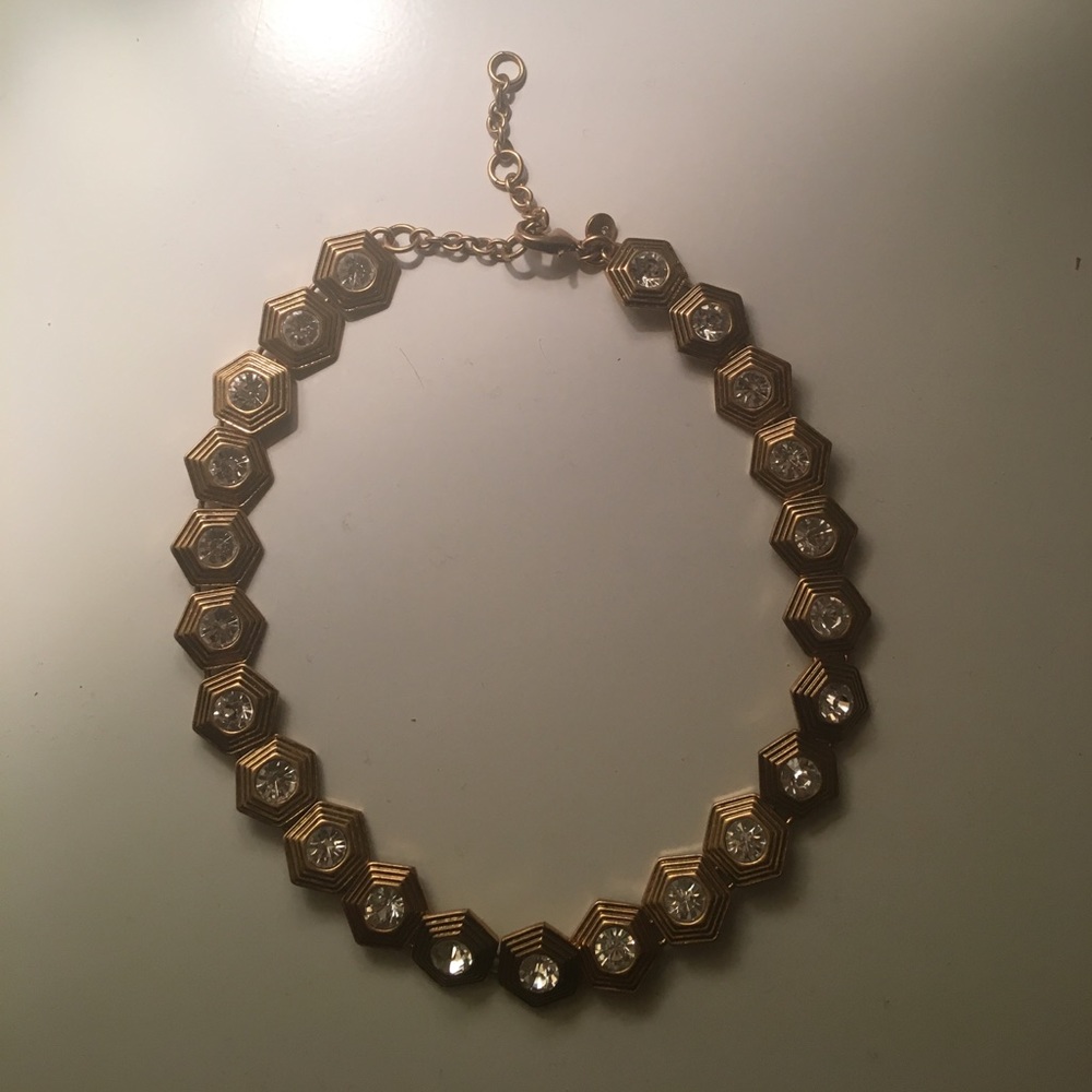 J. Crew Art Deco gold and rhinestone necklace