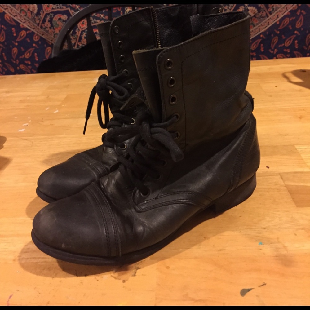 black combat boots