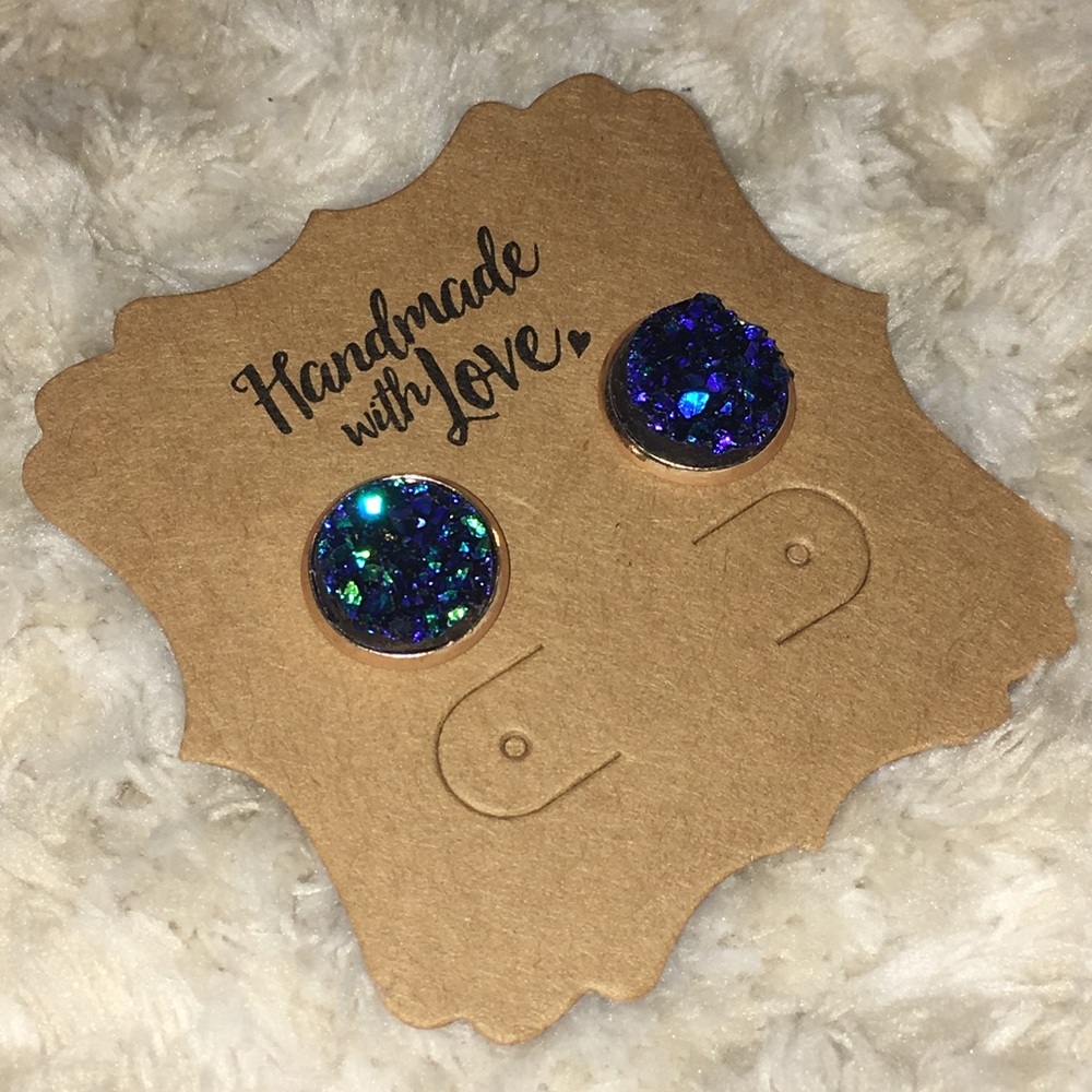 Mermaid Style Druzy Earrings - Picture 2 of 3