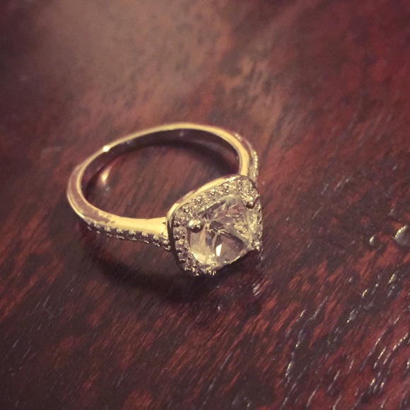 Silver Round Cut CZ Diamond Square Halo Ring Sold - Picture 8 of 8