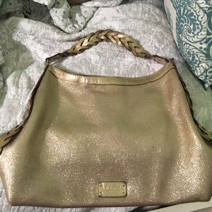 Sparkly Gold Leather Kate Spade Bag w/ Braid Strap