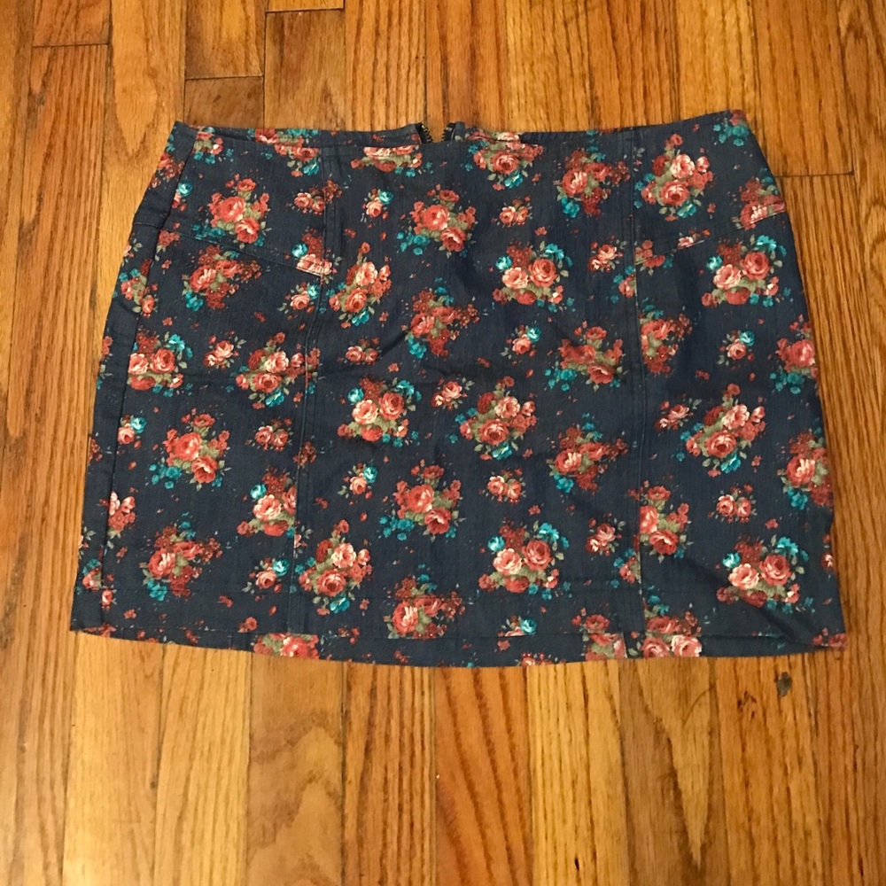Forever 21 Denim Floral Mini-Skirt