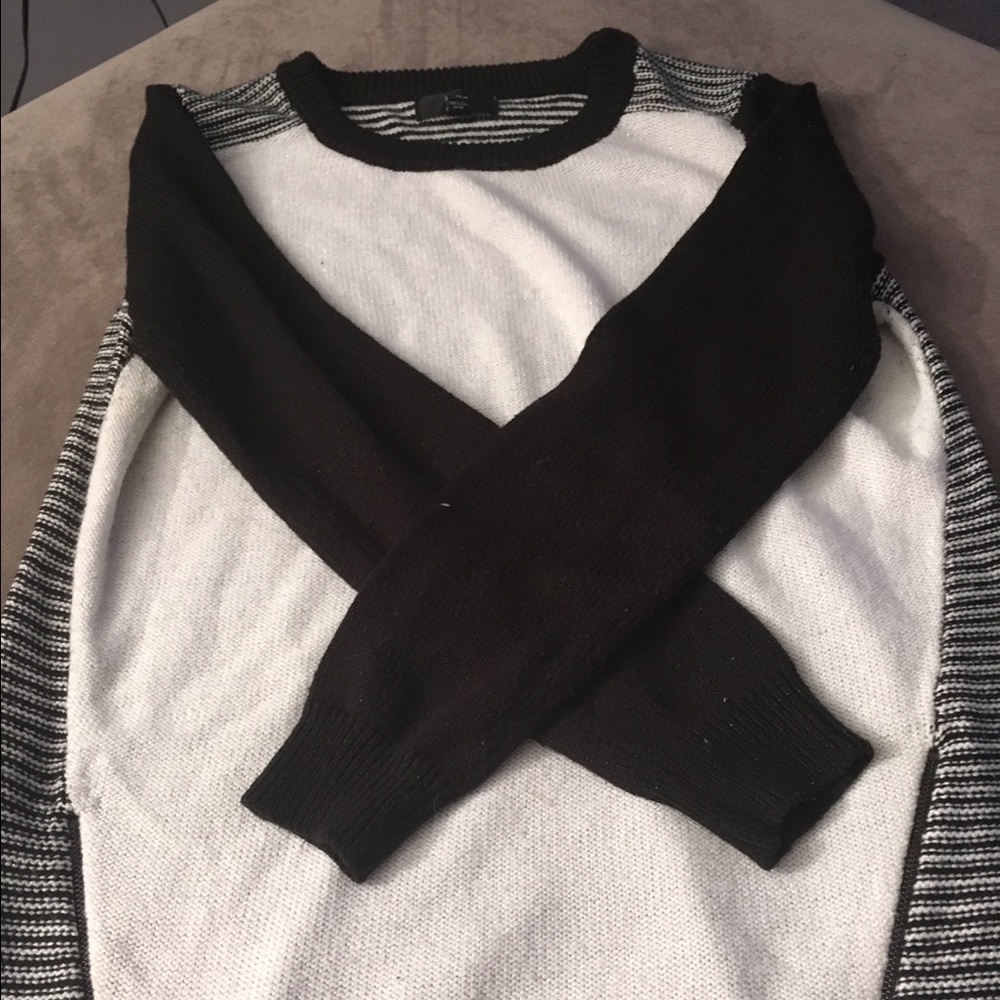 Black white and silver sweater