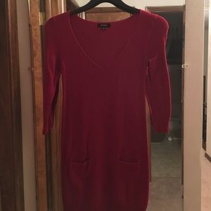 Express: 3/4 length red sweater dress size XS