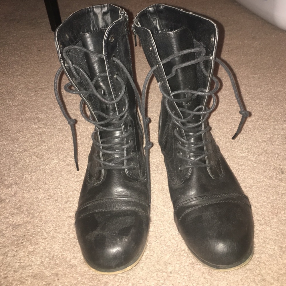 Black combat boots