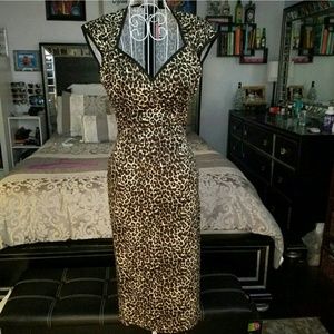 Pinup girl clothing leopard wiggle dress