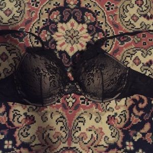 Demi cut black lace bra